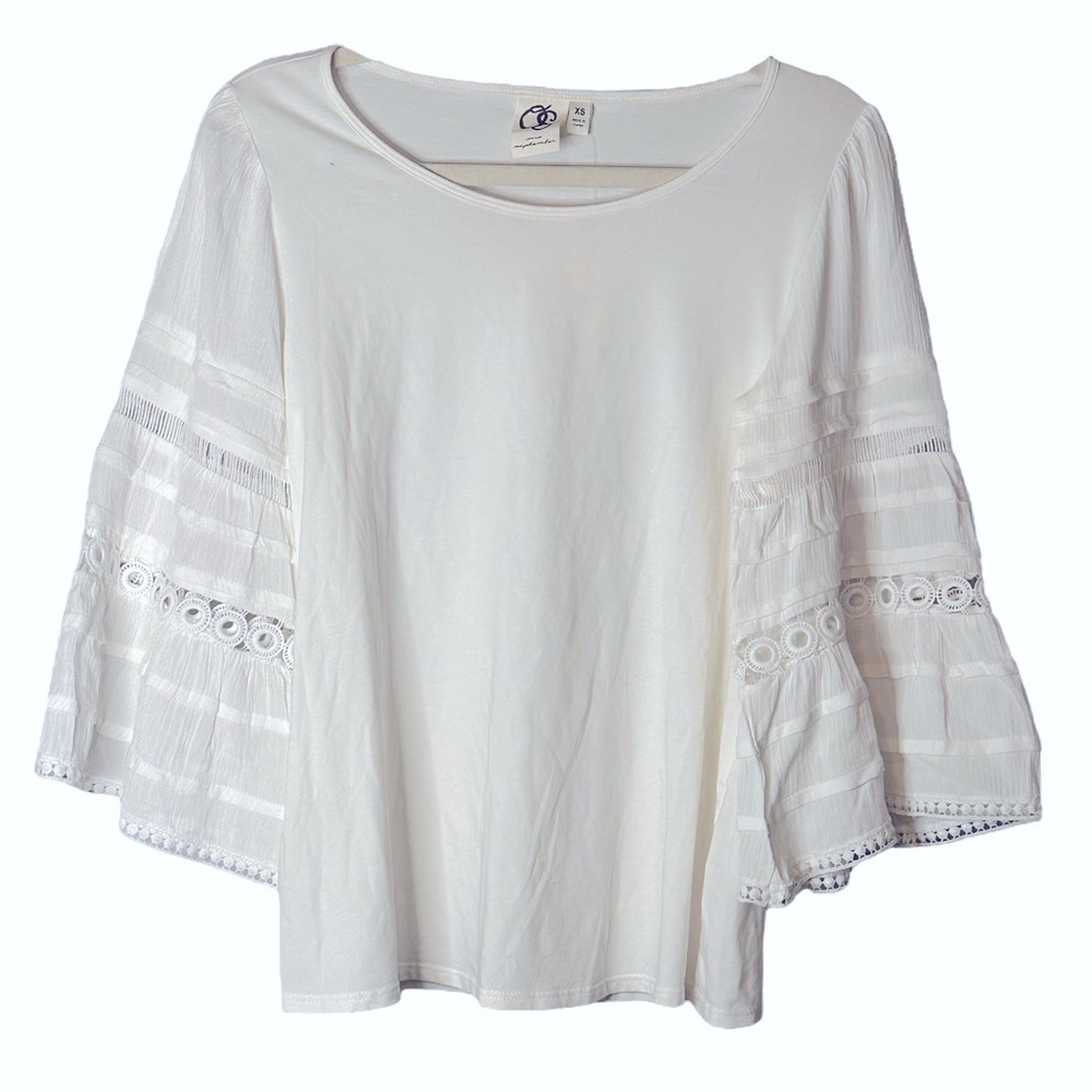 One September Lace Bell Sleeve Blouse Boho Cottage Romantic Coastal Festival XS
